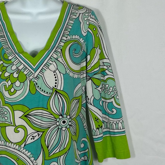 Barbara Gerwit Cotton Floral V-Neck long sleeve dress S - Picture 5 of 9